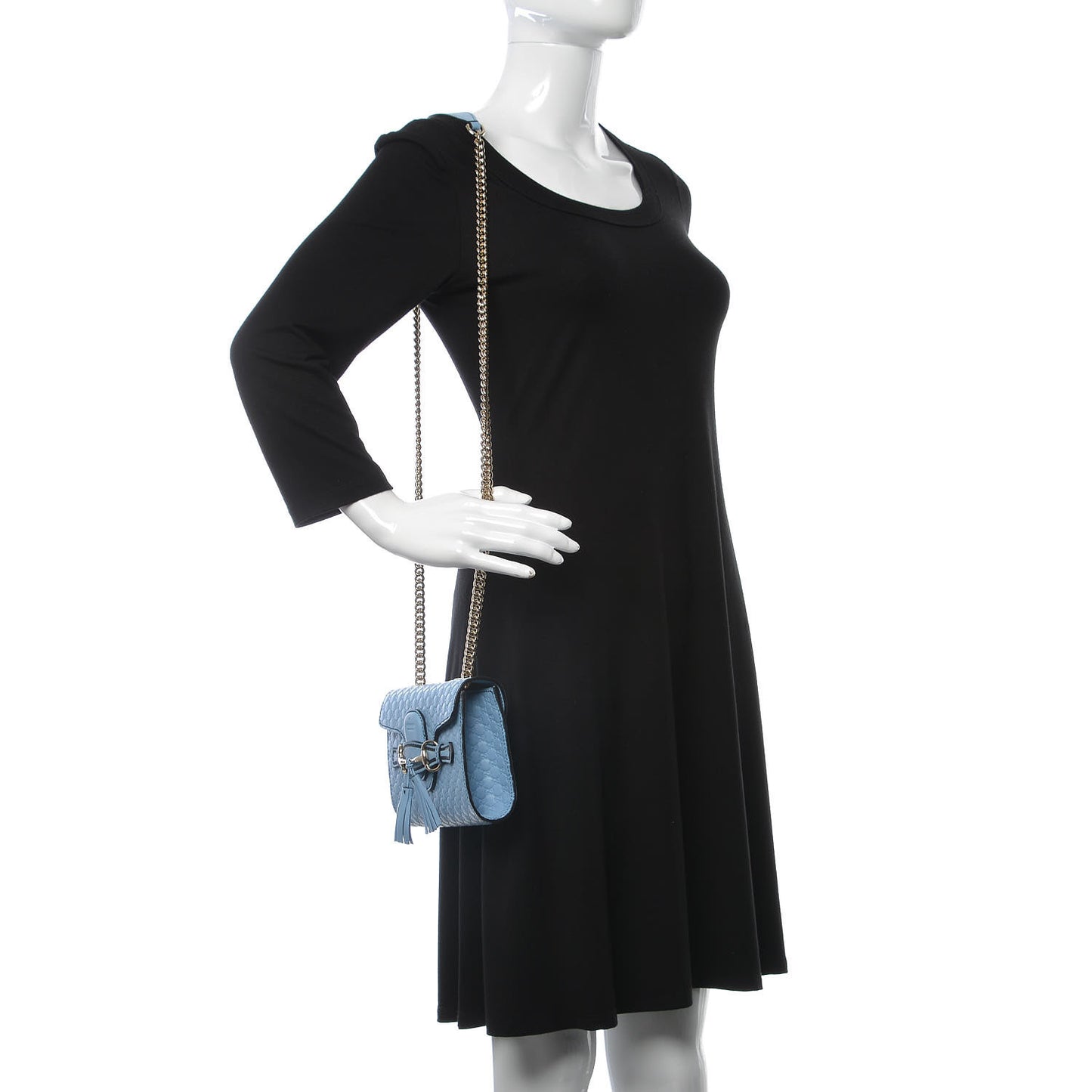 Soft Microguccissima Mini Emily Chain Shoulder Bag Mineral Blue