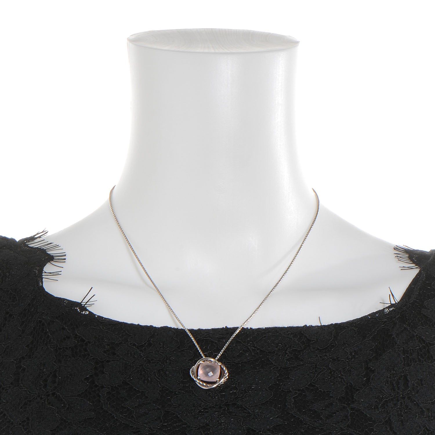 David Yurman Sterling Silver Infinity Rose Quartz Necklace 2 of 5