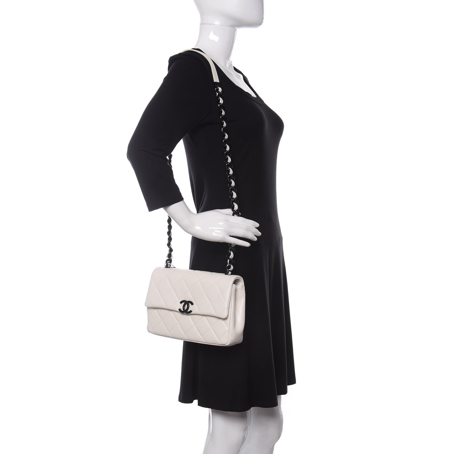 Chanel Caviar Quilted My Everything Flap White Black 2 of 11