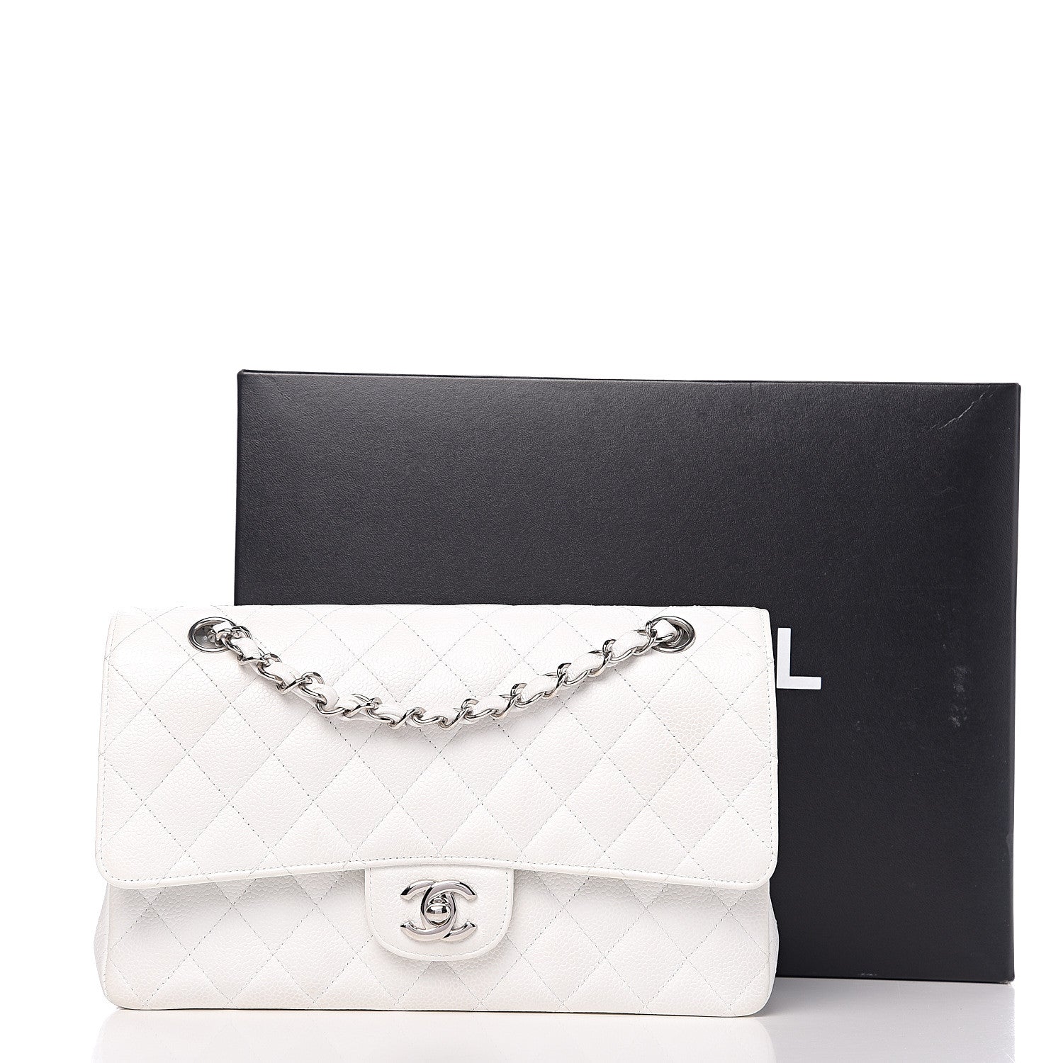 Chanel Caviar Quilted Medium Double Flap White 16 of 16