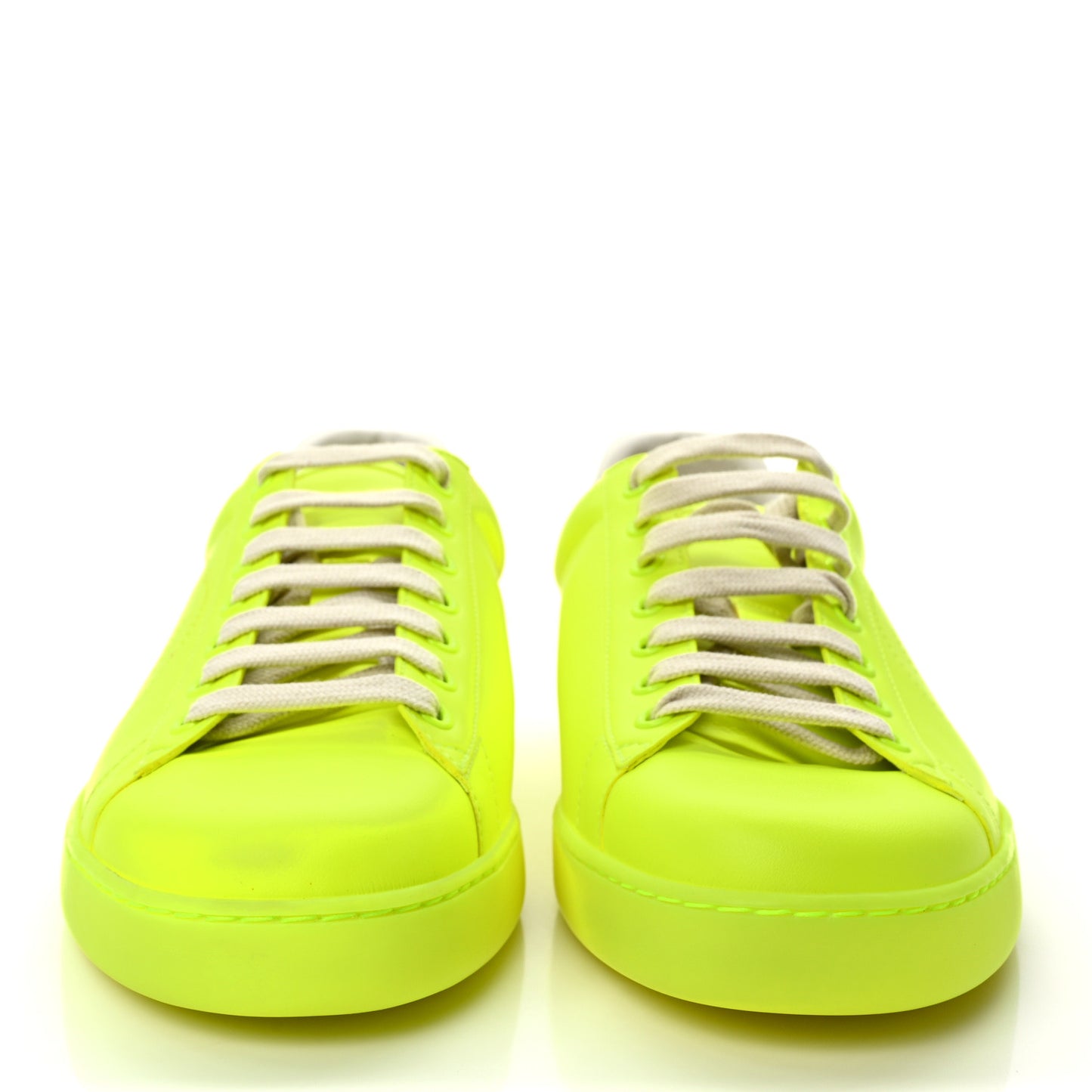 Capri Fluo Calfskin Interlocking G Perforated Mens Ace Sneakers 10 Yellow Fluo
