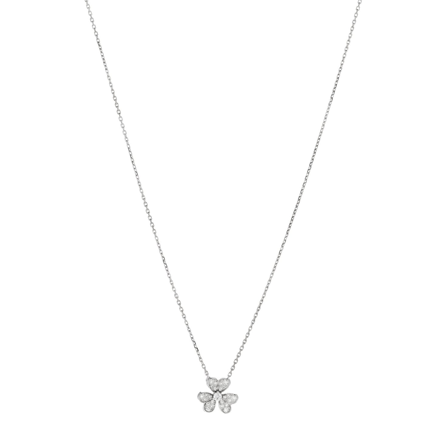 18K White Gold Diamond Mini Frivole Pendant Pave Necklace