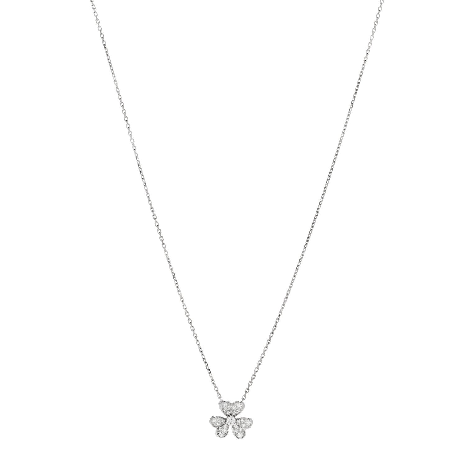 Van Cleef & Arpels 18K White Gold Diamond Mini Frivole Pendant Pave Necklace 1 of 7