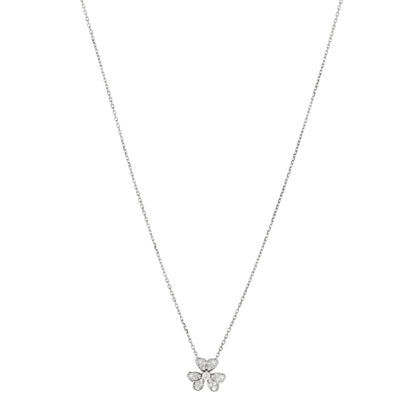 Van Cleef & Arpels 18K White Gold Diamond Mini Frivole Pendant Pave Necklace 1 of 7