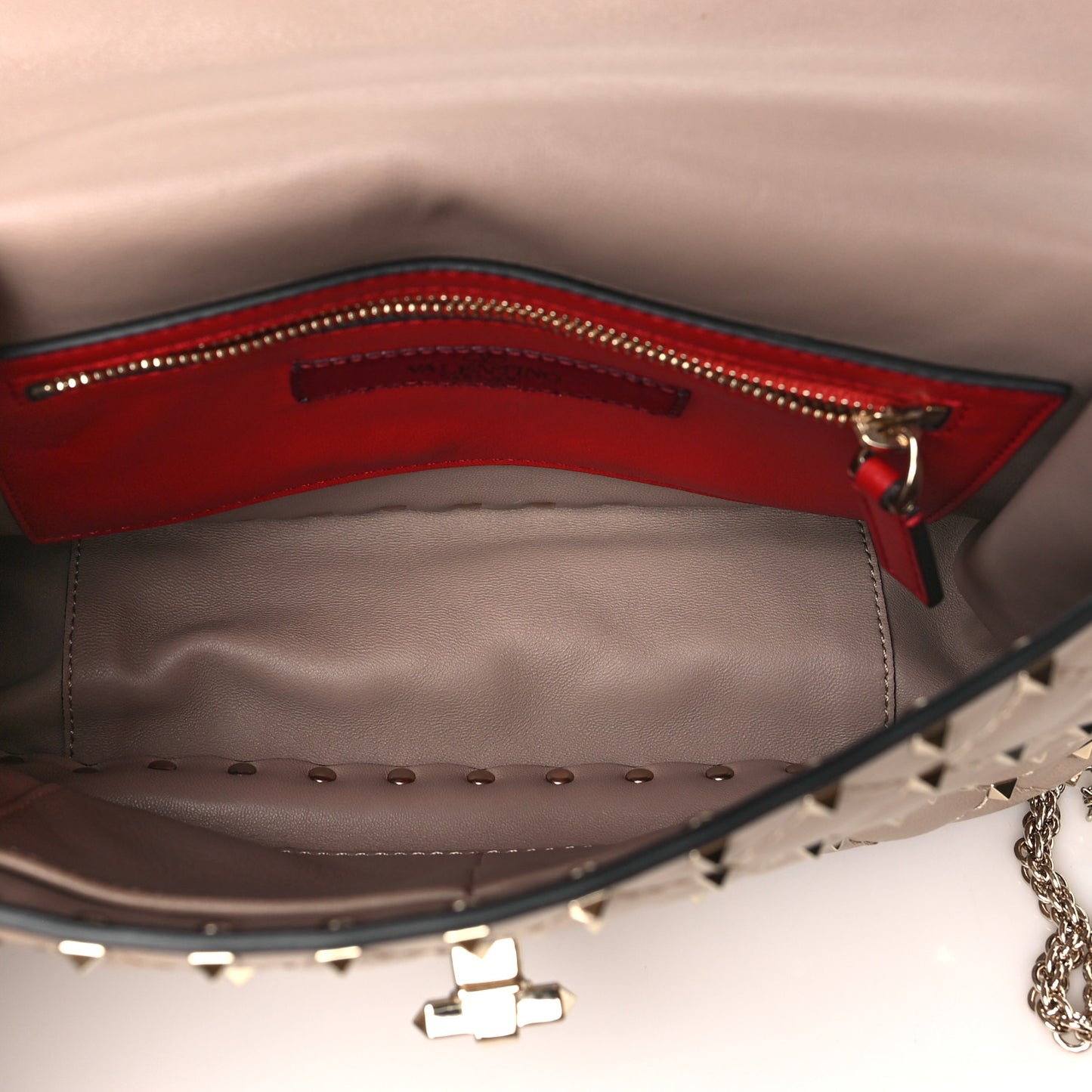 Nappa Medium Rockstud Spike Shoulder Bag Poudre