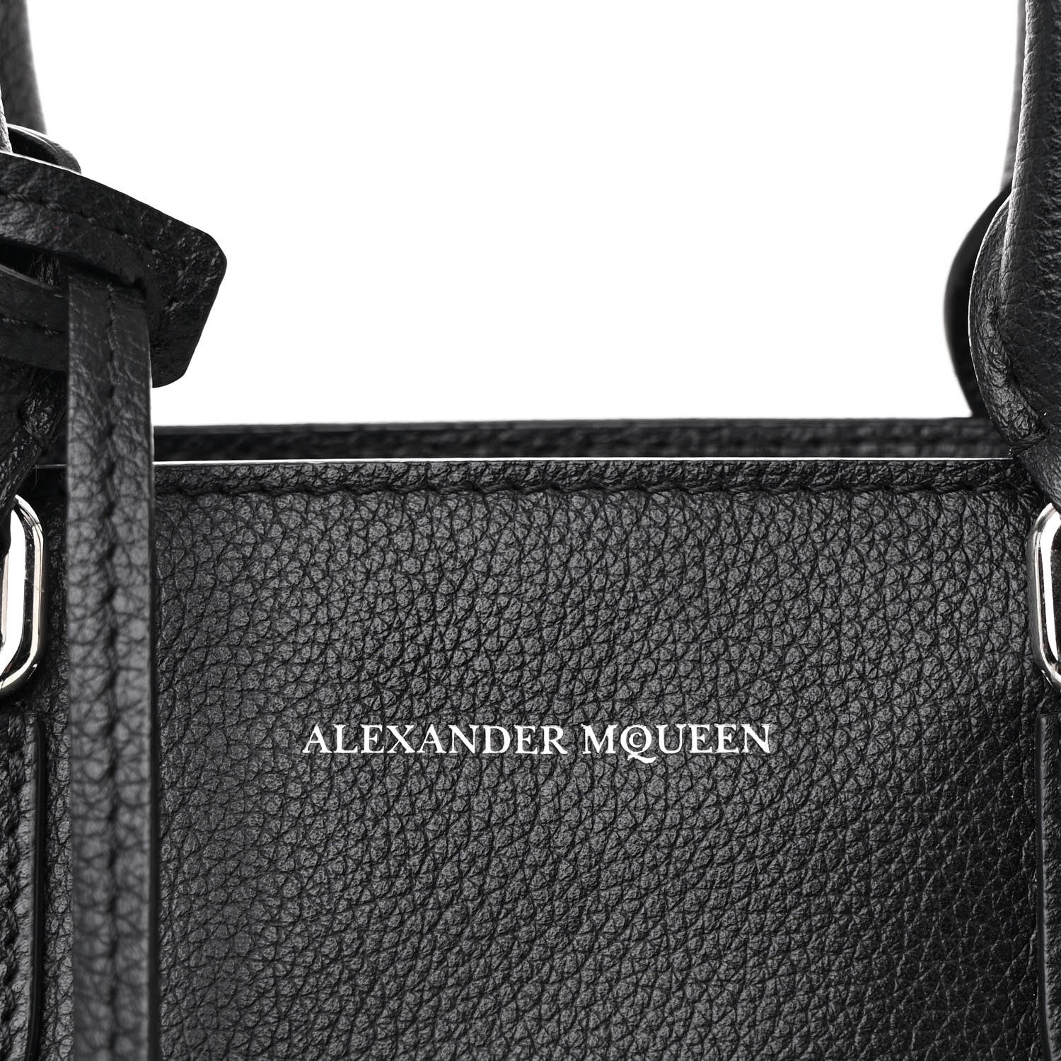 Alexander McQueen Pebbled Calfskin Small Skull Padlock Zip Around Tote Black 8 of 10