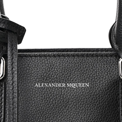 Alexander McQueen Pebbled Calfskin Small Skull Padlock Zip Around Tote Black 8 of 10