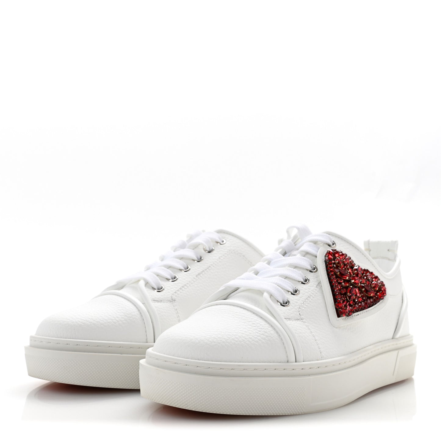 Calfskin Mens Adolon Junior Heart Low Top Sneaker 43 White