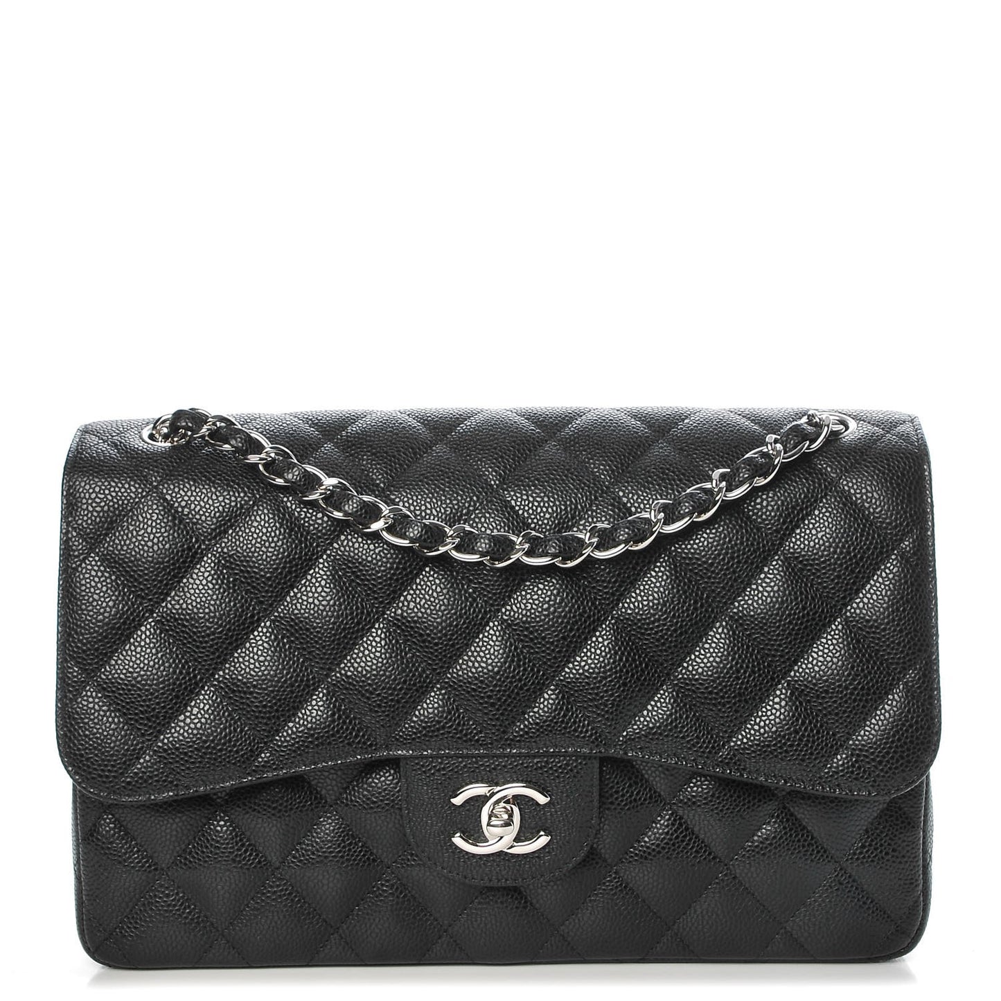 Caviar Quilted Jumbo Double Flap Black