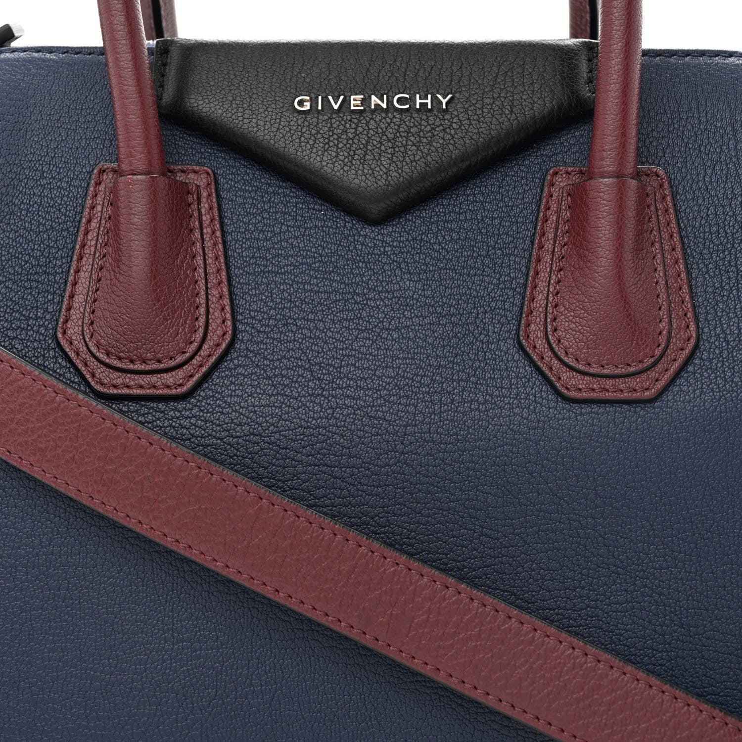 Givenchy Sugar Goatskin Tri-Color Small Antigona Navy Burgundy Black 8 of 10