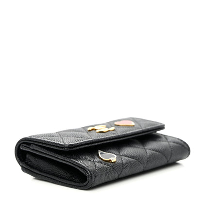 Chanel Caviar Quilted Enamel Coco Casino Flap Card Holder Wallet Black 4 of 9