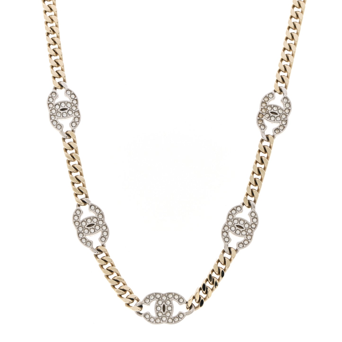 Crystal Chain CC Link Choker Gold Silver