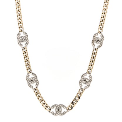 Chanel Crystal Chain CC Link Choker Gold Silver 1 of 7