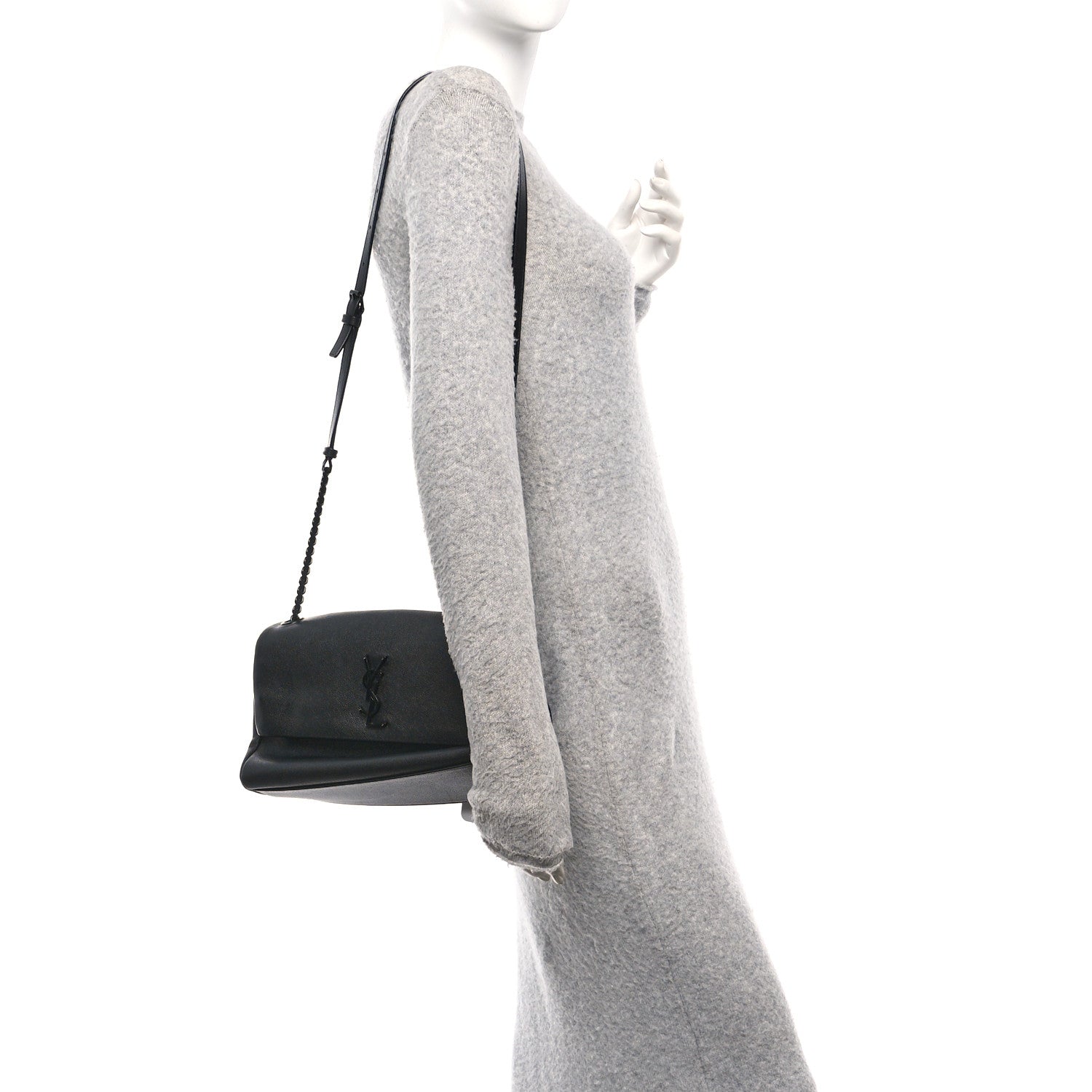 Saint Laurent Grain De Poudre Medium West Hollywood Monogram Fold-Over Bag Black 2 of 11