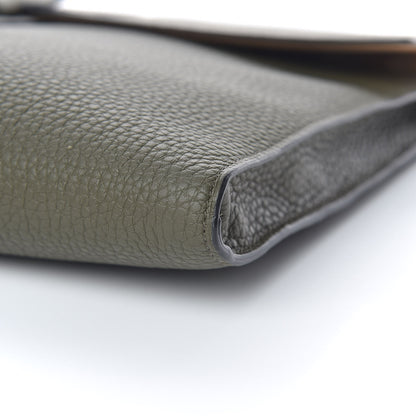 Delvaux Taurillon Crispe Presse A4 Pouch Kaki 6 of 8
