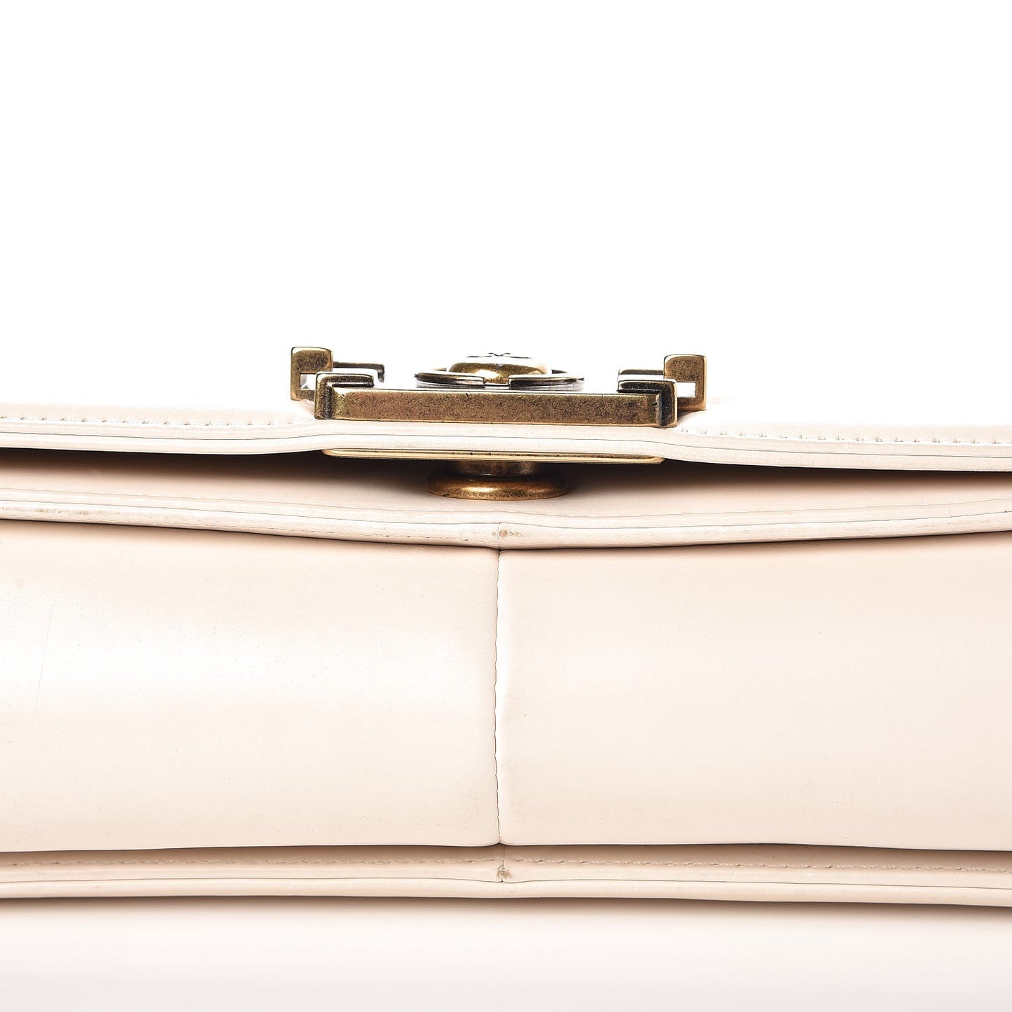 Glazed Calfskin Large Boy Flap Beige Clair