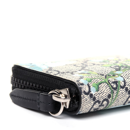 Gucci GG Supreme Monogram Blooms Zip Around Card Case Wallet Beige Blue Navy 7 of 9
