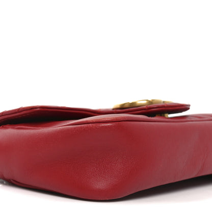 Gucci Calfskin Matelasse Super Mini GG Marmont Shoulder Bag Hibiscus Red 17 of 18