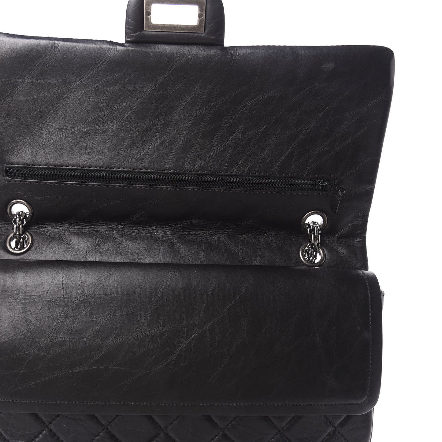 Aged Calfskin Quilted 2.55 Reissue 227 Flap Black