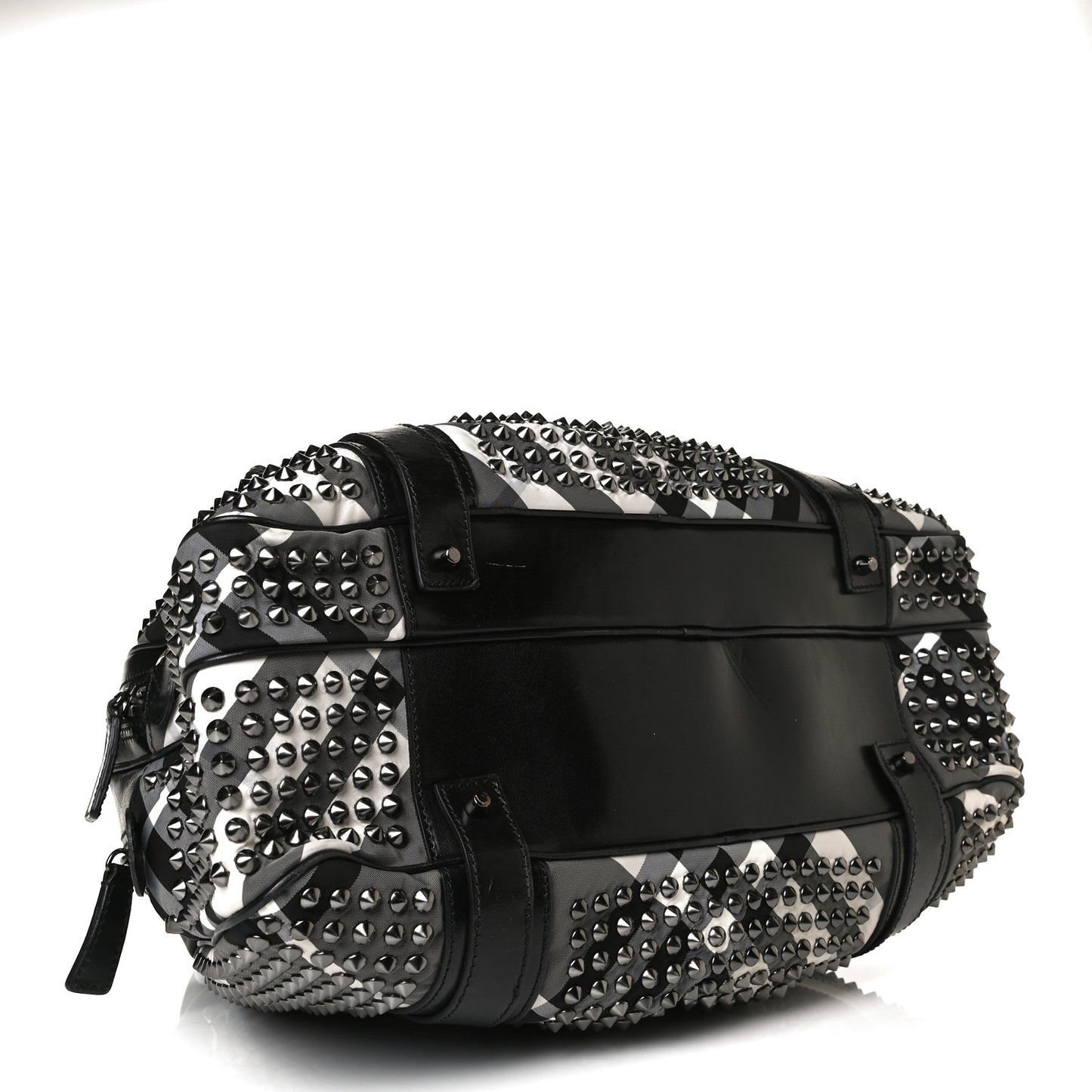 Nylon Beat Check Studded Satchel Black