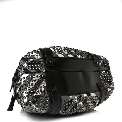 Burberry Nylon Beat Check Studded Satchel Black 4 of 18