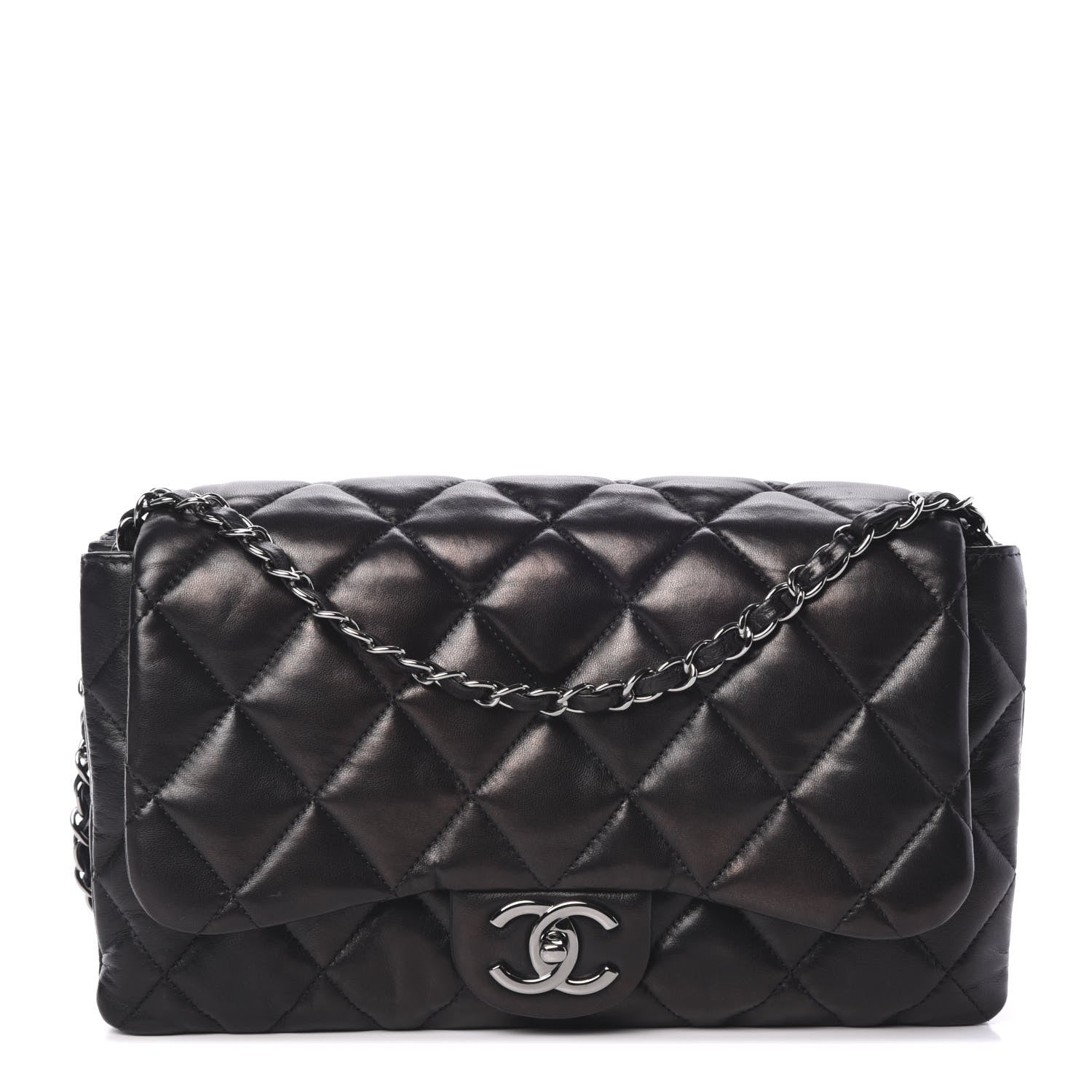 Chanel Lambskin Quilted 3 Accordion Flap Bag Black 1 of 12