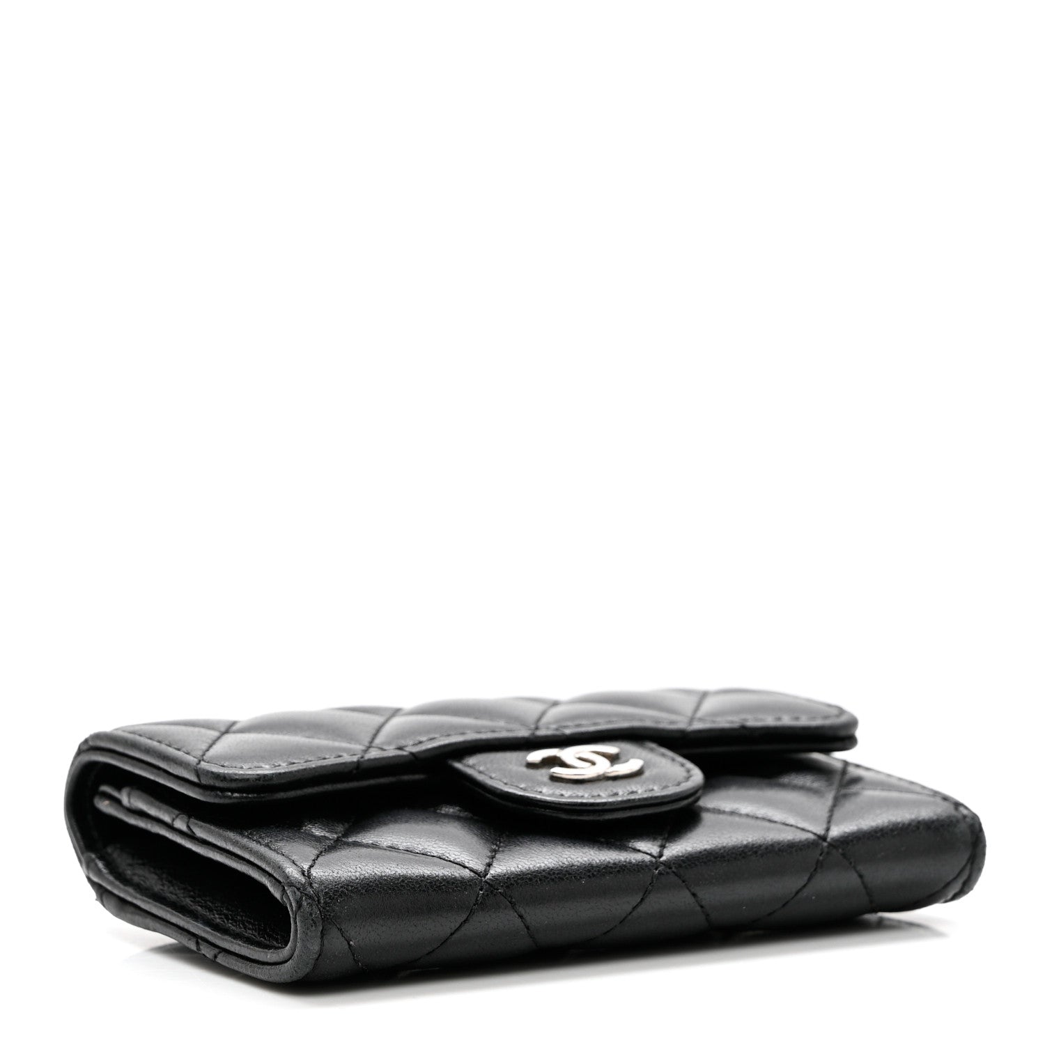 Chanel Lambskin Quilted Flap Card Holder Wallet Black 4 of 8