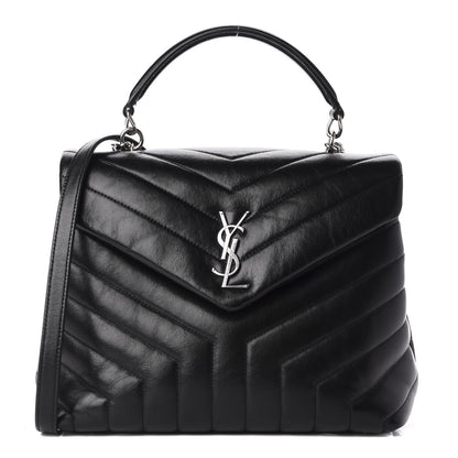 Saint Laurent Calfskin Y Quilted Monogram Medium Loulou Chain Satchel Black 1 of 12
