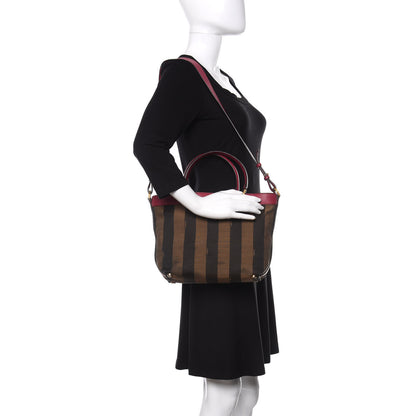 Fendi Pequin Vitello Small Shoulder Tote Tobacco Amarena 2 of 17