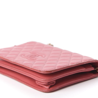 Chanel Goatskin Quilted Diamond CC Wallet On Chain WOC Pink 7 of 12
