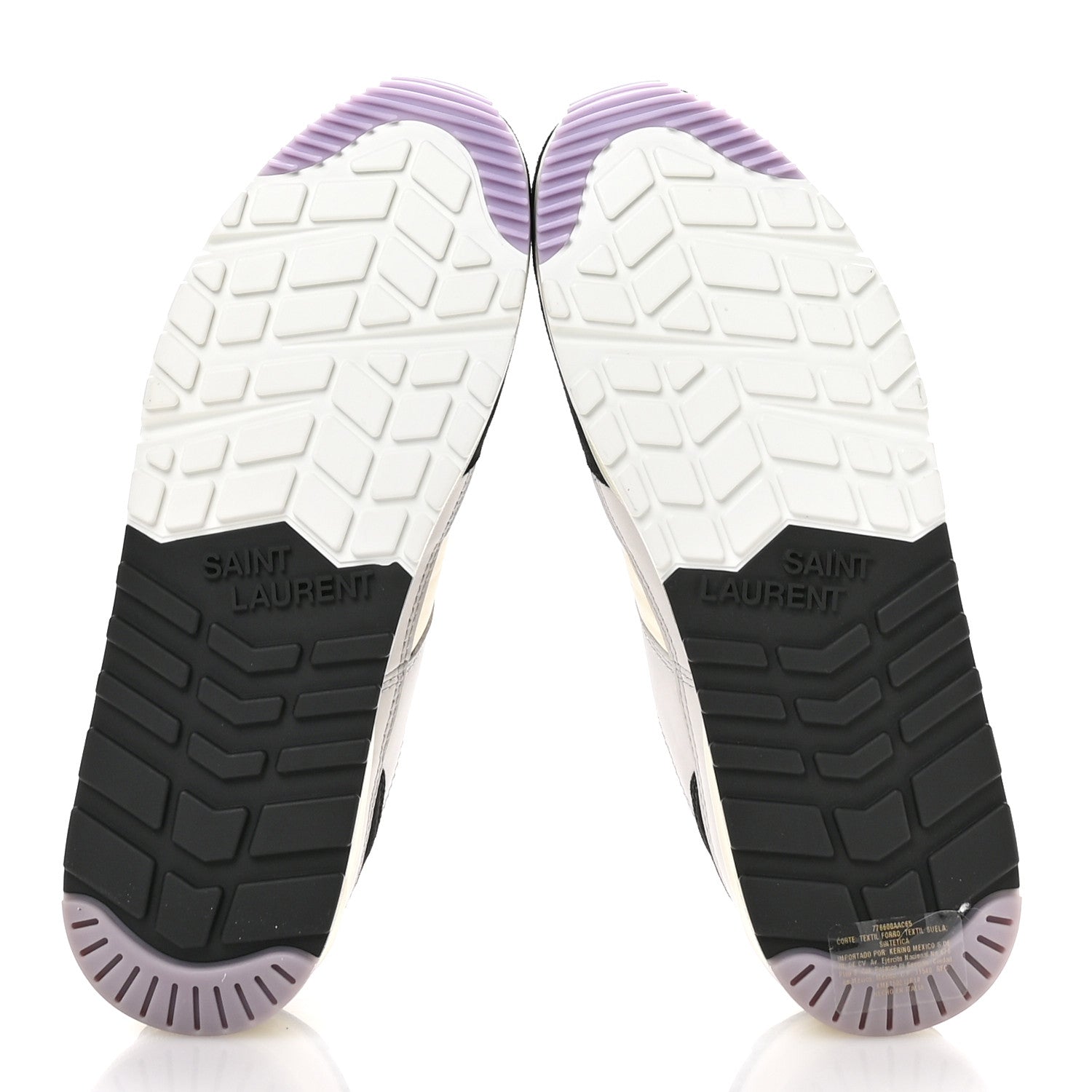 Saint Laurent Nylon Calfskin Suede Mens Bump Low Top Sneakers 42 White Air Grey Black Lavender 6 of 8