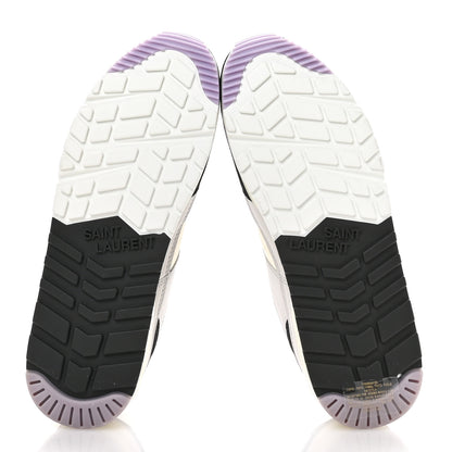 Saint Laurent Nylon Calfskin Suede Mens Bump Low Top Sneakers 42 White Air Grey Black Lavender 6 of 8