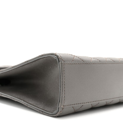 Saint Laurent Grain De Poudre Textured Mixed Matelasse Triquilt Large Monogram Satchel Asphalt 8 of 10