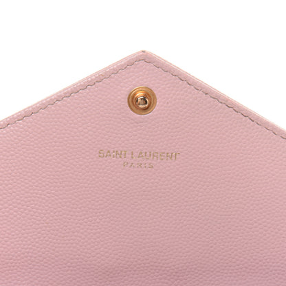Saint Laurent Grain De Poudre Matelasse Chevron Monogram Flap Wallet Pale Pink 6 of 20