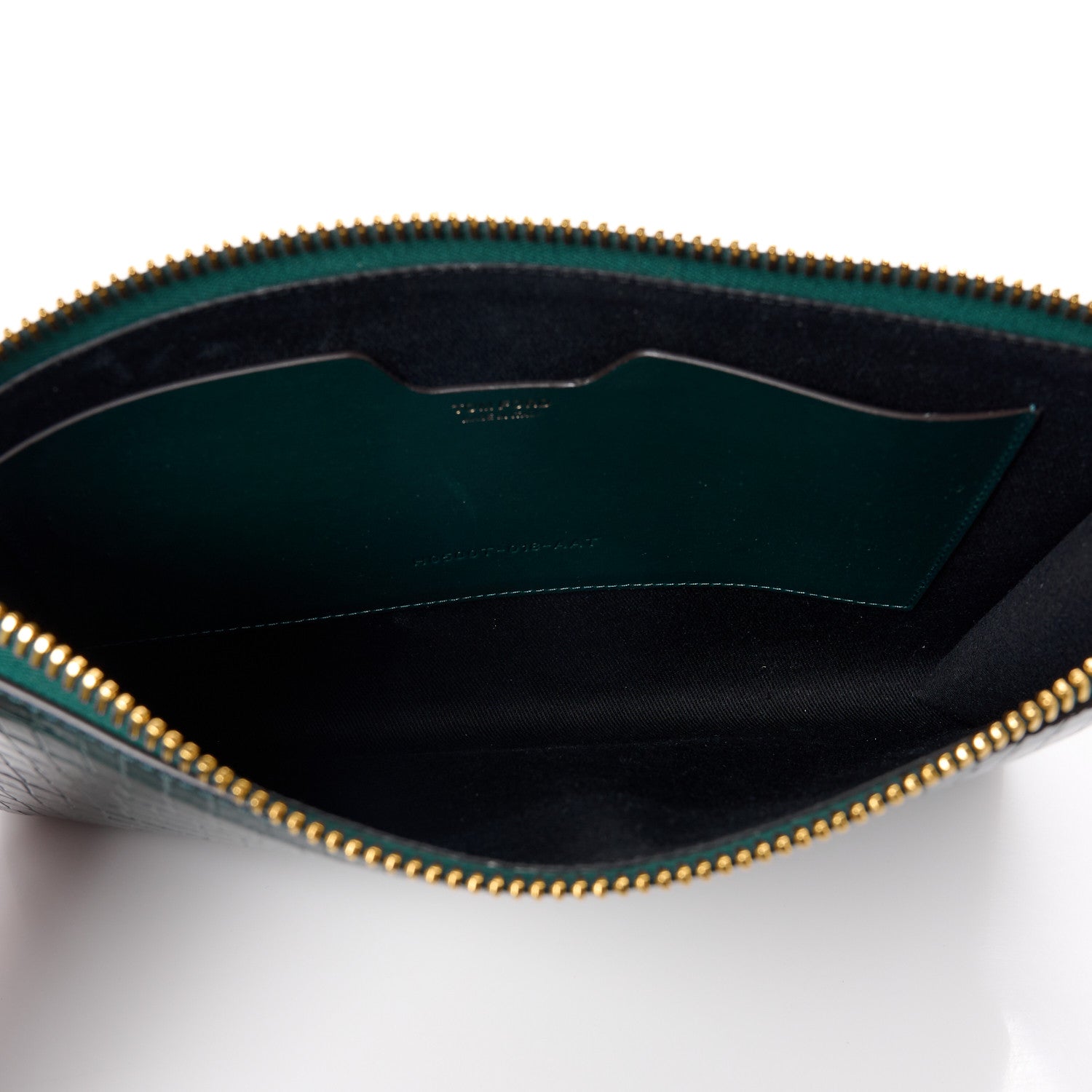 Tom Ford Calfskin Crocodile Embossed Zip Clutch Bottle Green 5 of 11