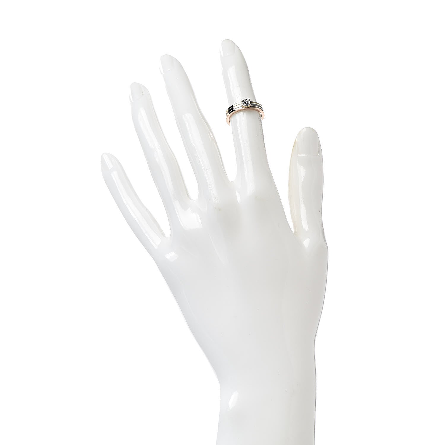 Cartier 18K Pink Yellow White Gold Diamond .23ct Solitaire Trinity Engagement Ring 46 3.75 2 of 7