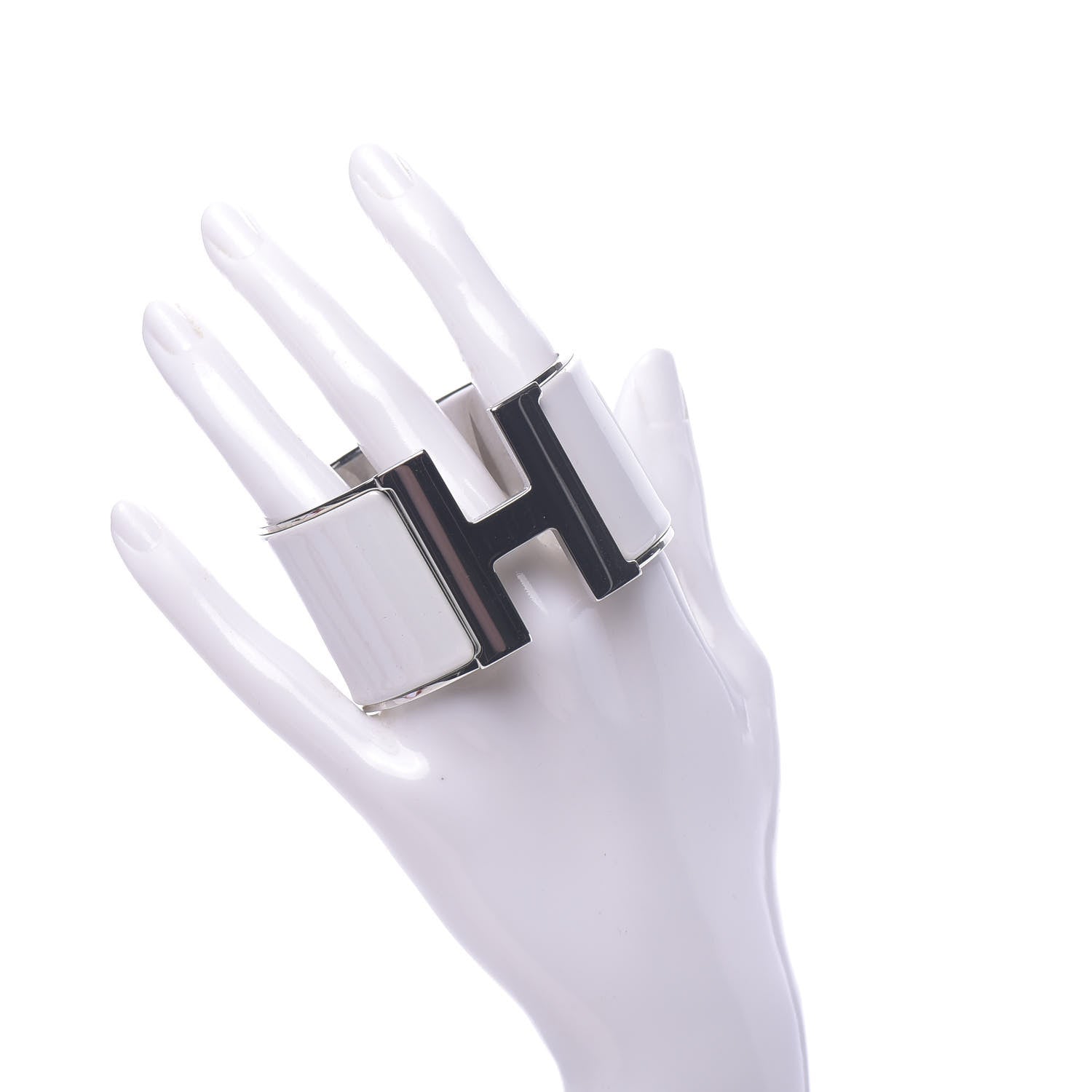 Hermes Enamel Extra Wide Clic Clac H Bracelet PM White 2 of 5