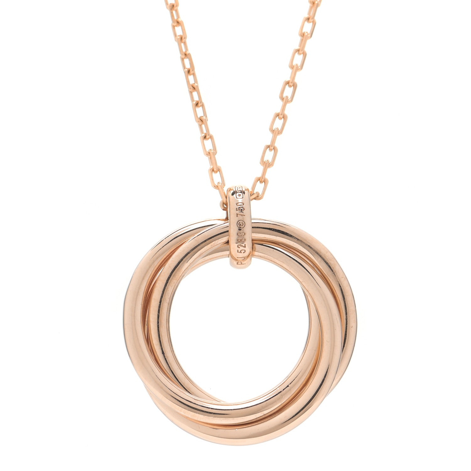Cartier 18K Pink Gold Diamond Trinity Pendant Necklace 5 of 8