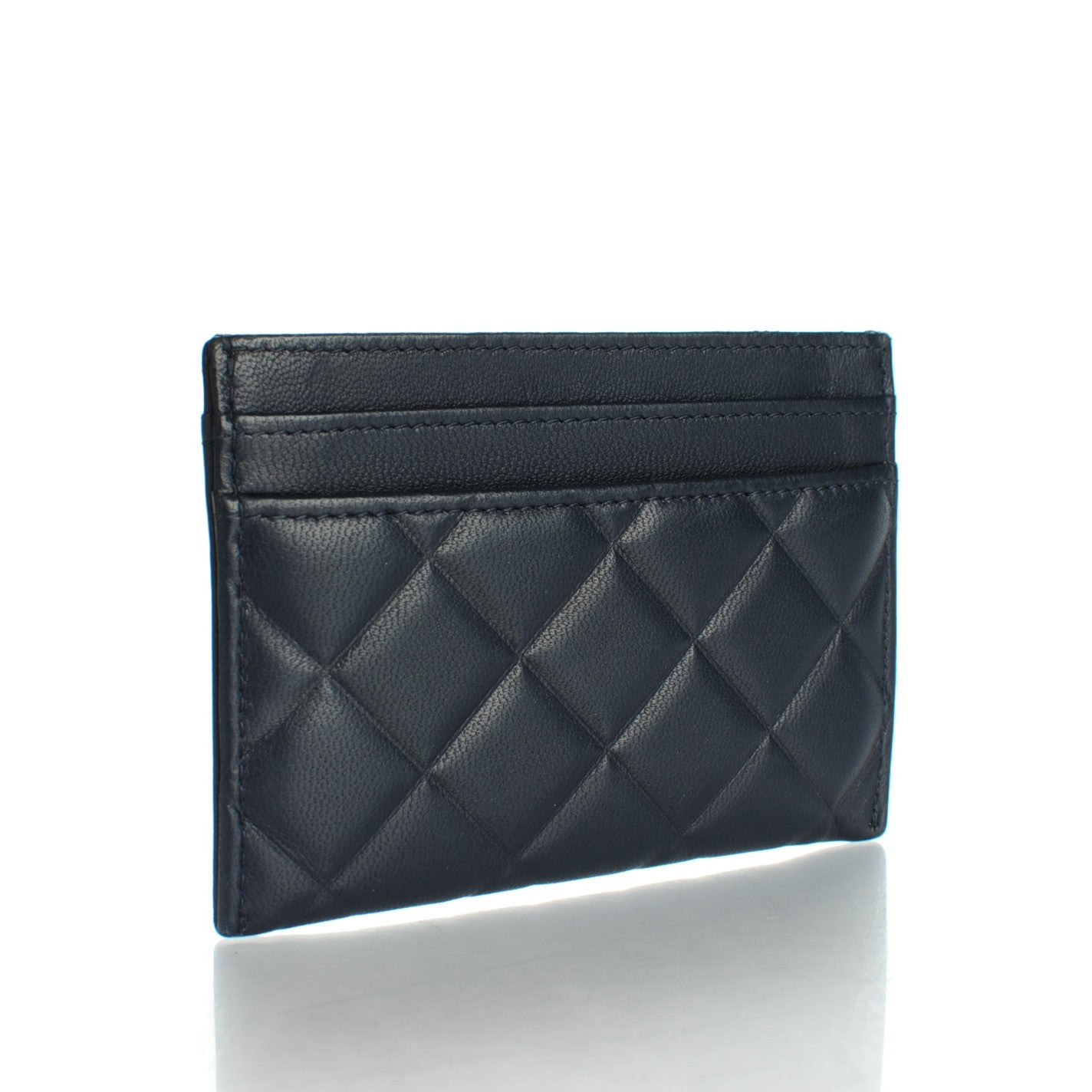 Lambskin Quilted Diamond CC Card Holder Navy
