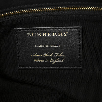 Burberry Grainy Calfskin House Check Medium Sycamore Hobo Black 6 of 9