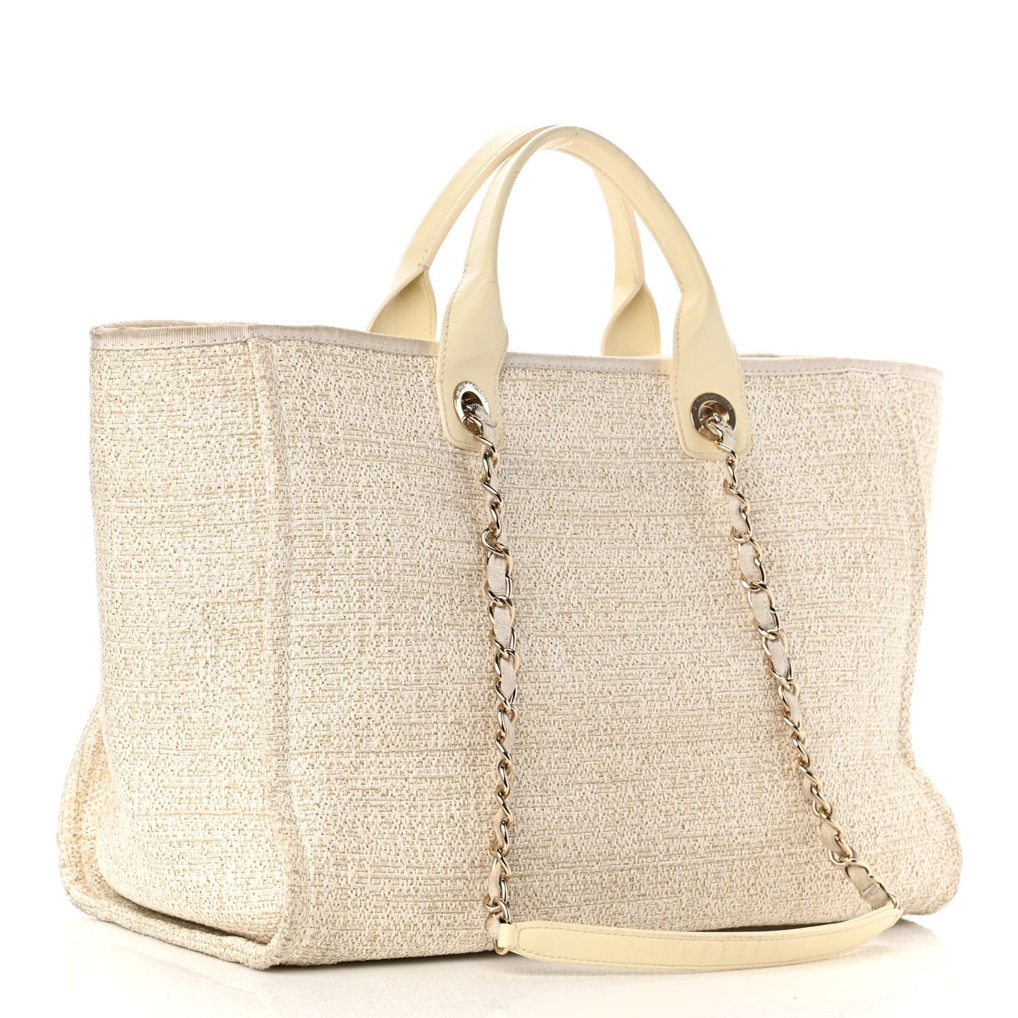 Lurex Boucle Medium Deauville Tote White
