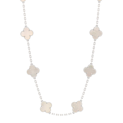 Van Cleef & Arpels 18K White Gold Mother of Pearl 10 Motifs Vintage Alhambra Necklace 1 of 7