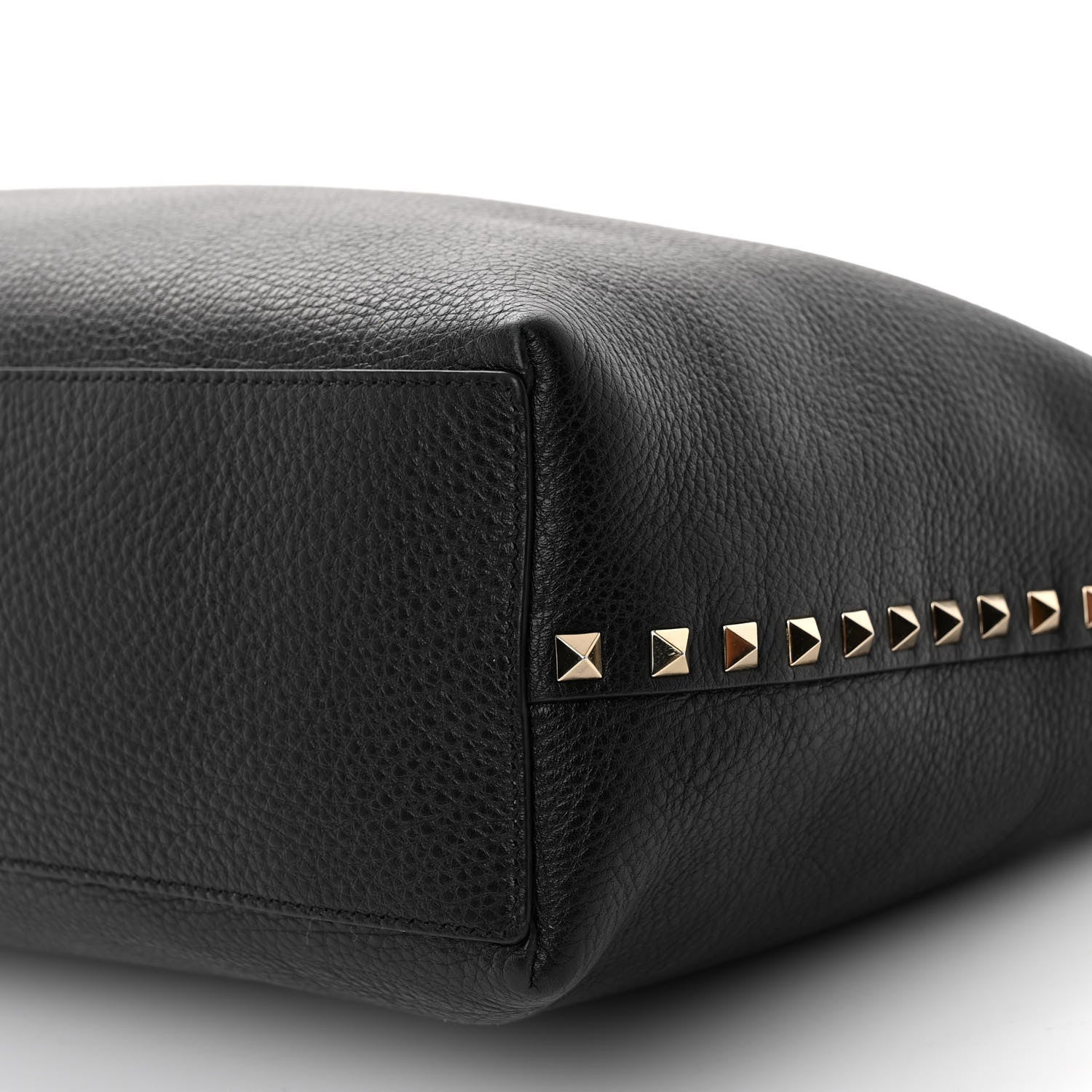 Valentino Garavani Grainy Calfskin Medium Rockstud Tote Black Rose Quartz 9 of 9