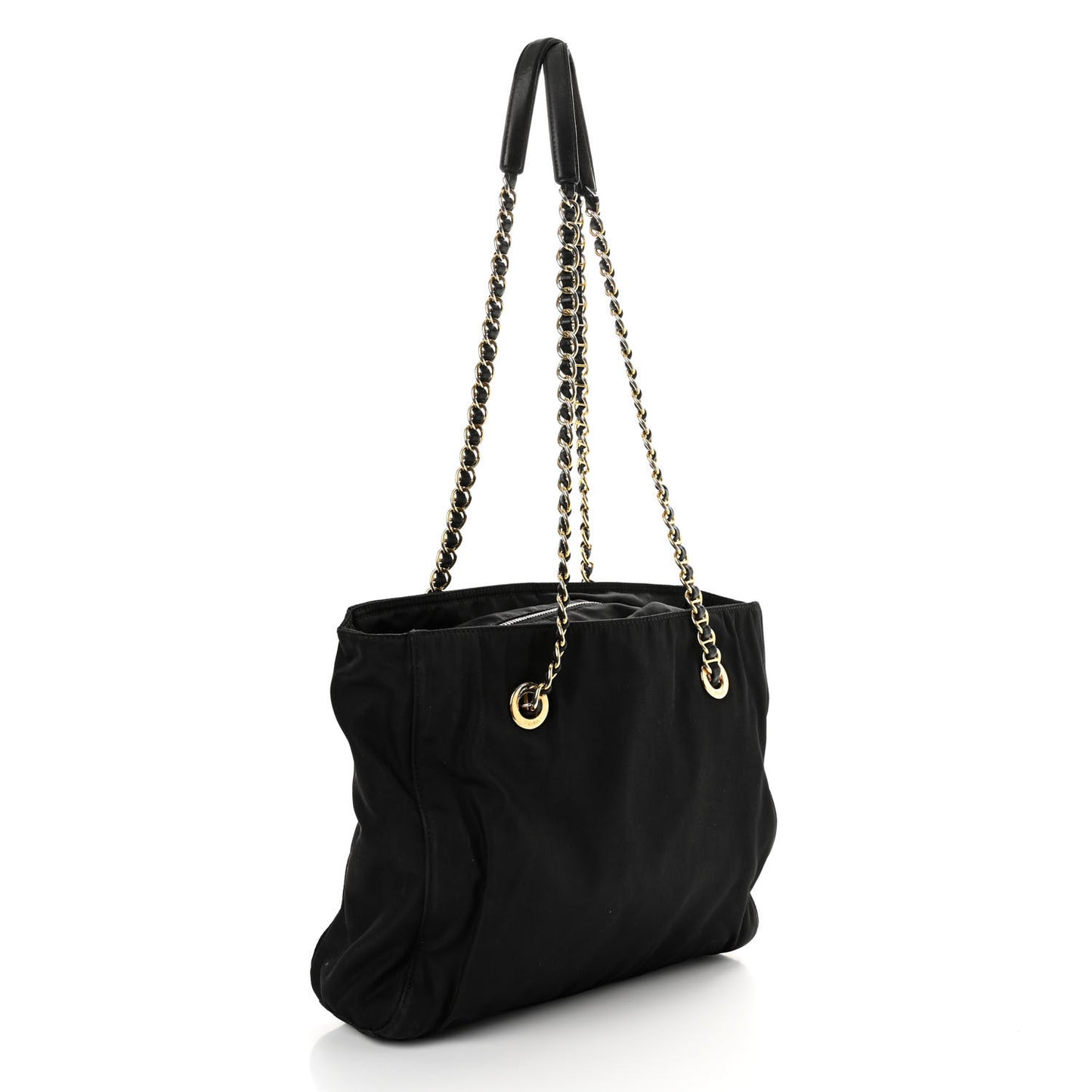 Tessuto Nylon Chain Shoulder Bag Black