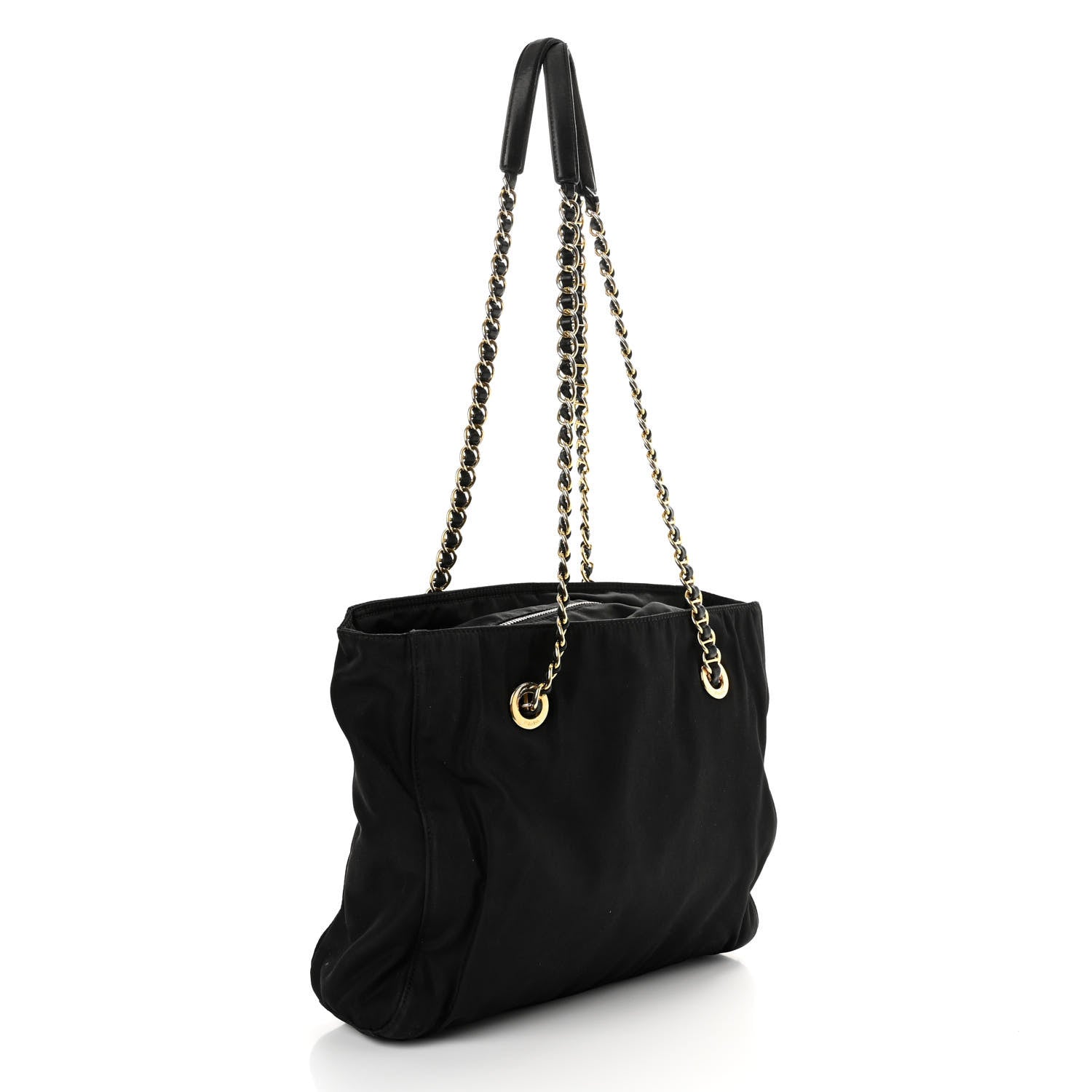 Prada Tessuto Nylon Chain Shoulder Bag Black 3 of 14