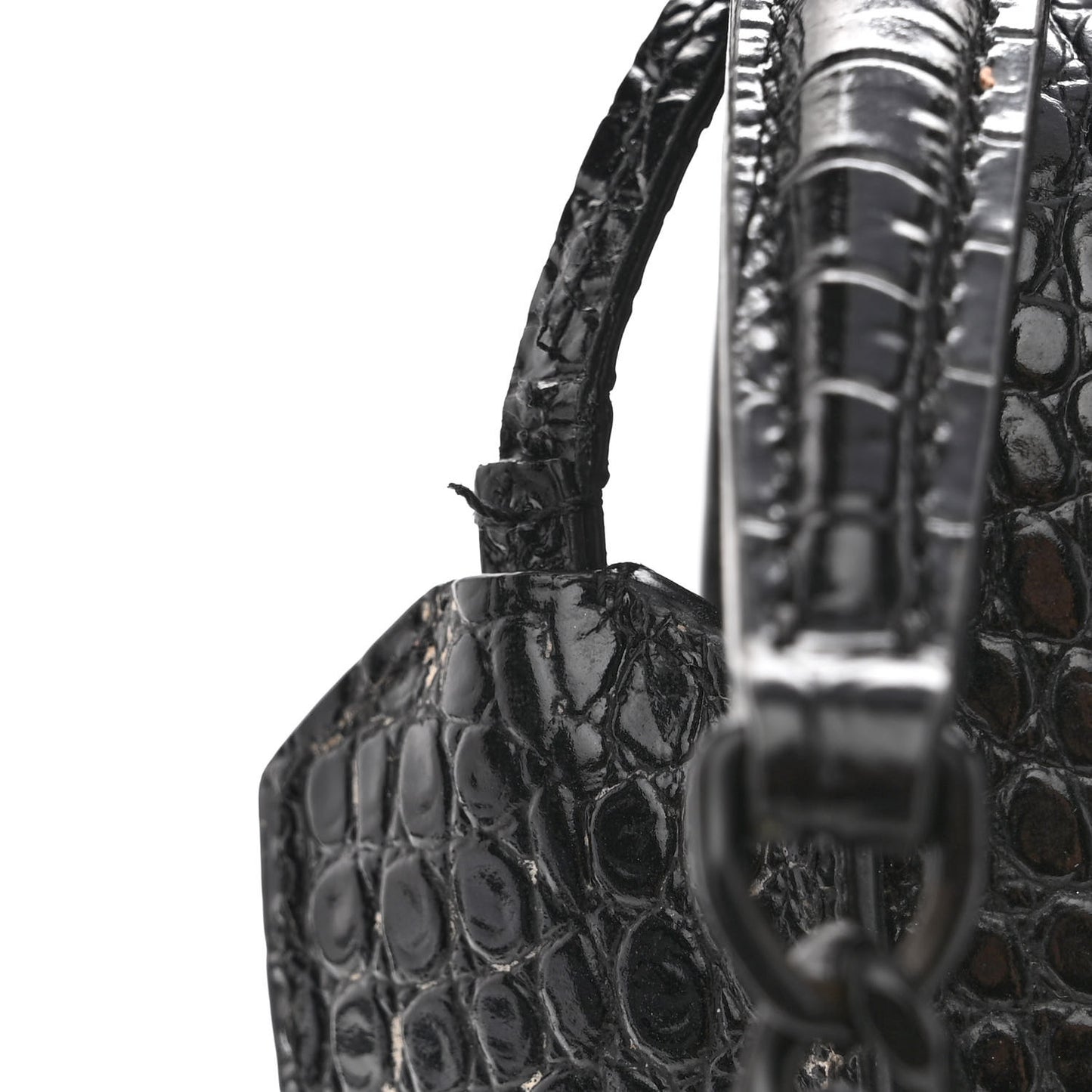 Calfskin Crocodile Embossed Medium Monochrome Monogram Sunset Black