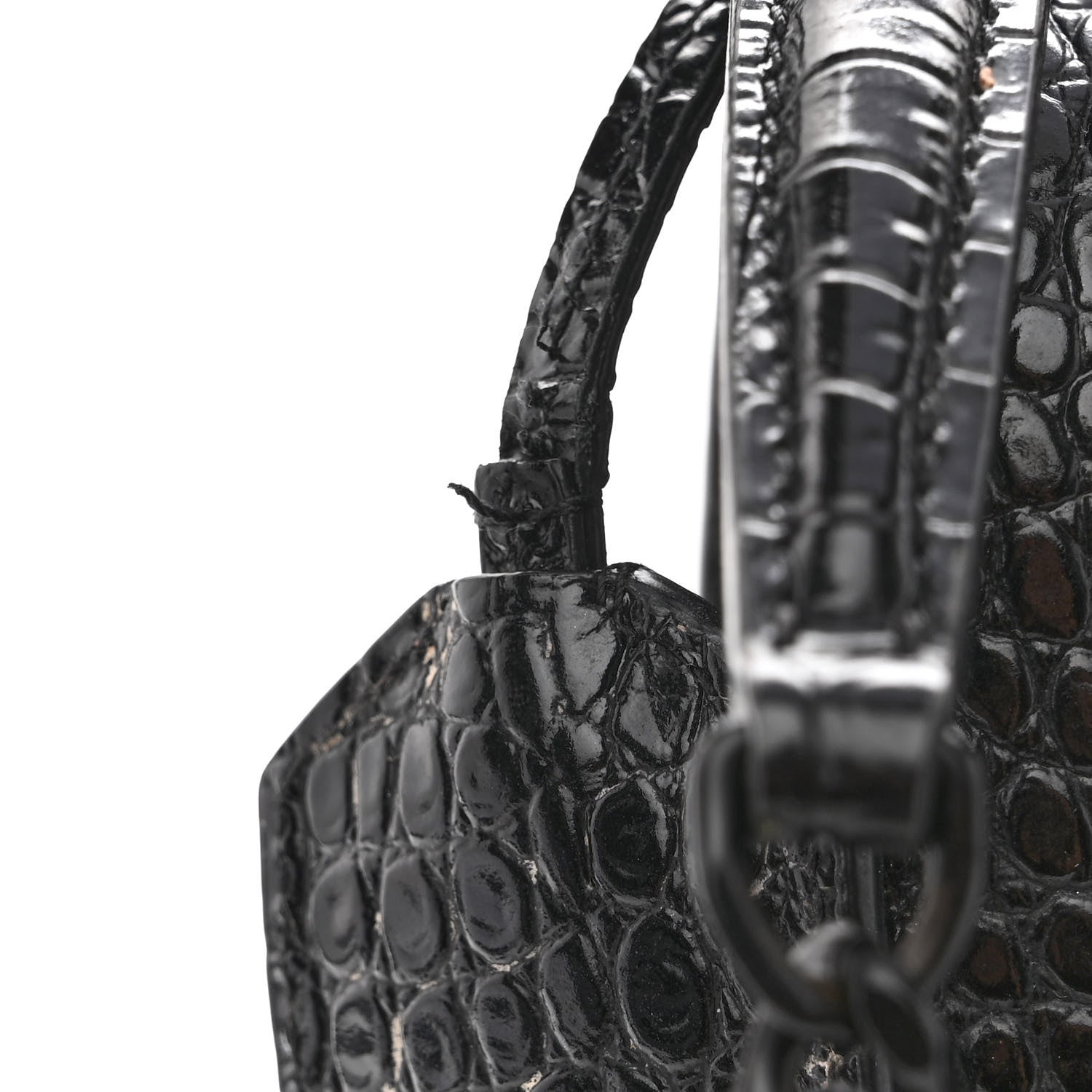 Saint Laurent Calfskin Crocodile Embossed Medium Monochrome Monogram Sunset Black 10 of 10