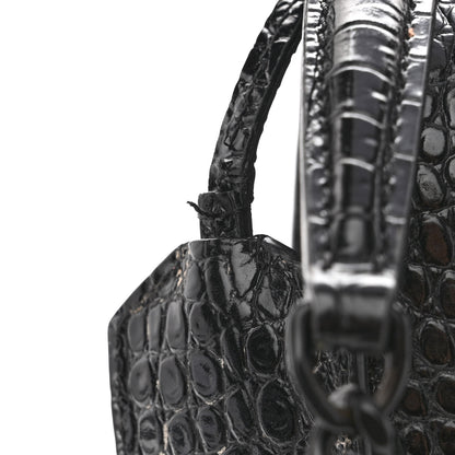 Saint Laurent Calfskin Crocodile Embossed Medium Monochrome Monogram Sunset Black 10 of 10