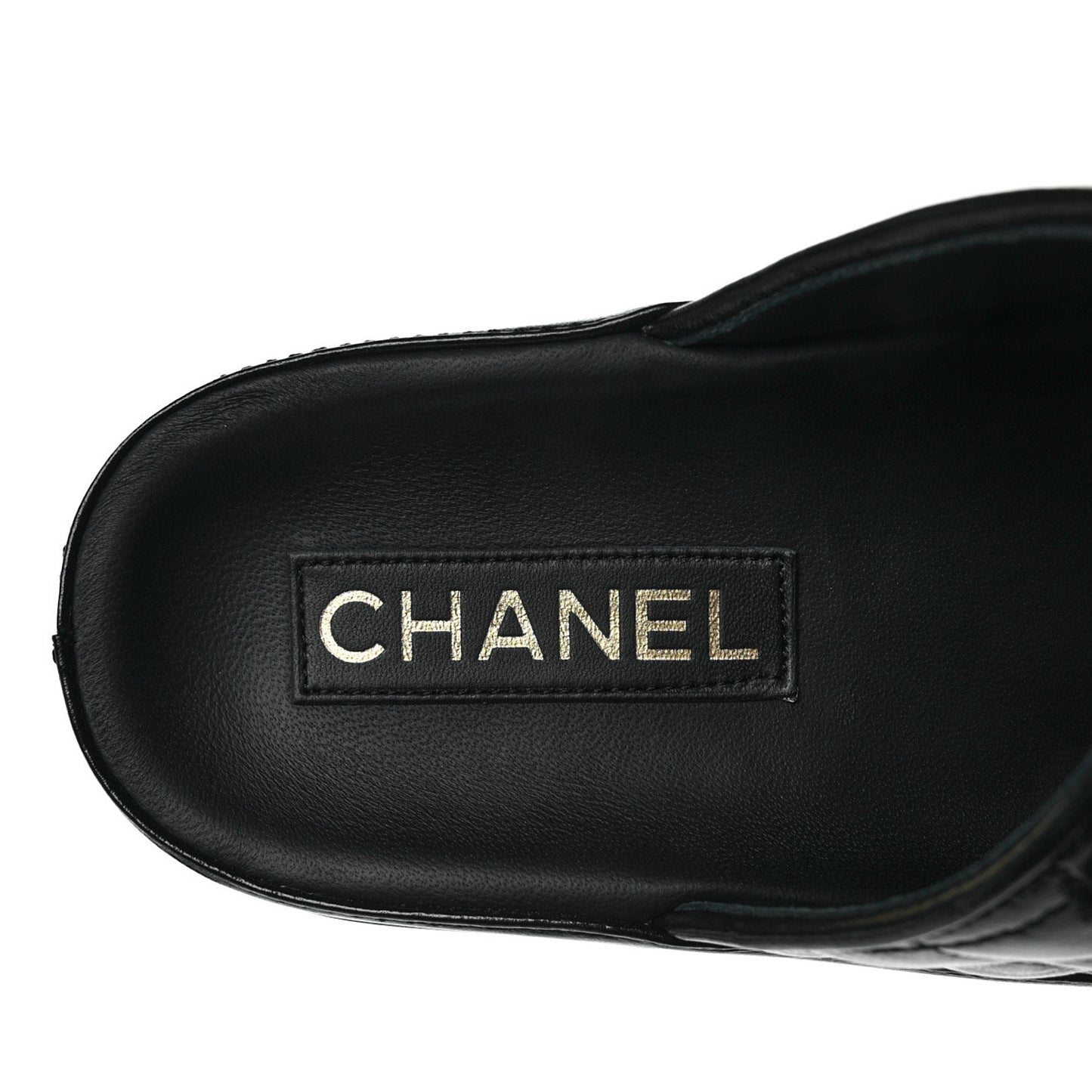 Lambskin Quilted Velcro Dad Chain CC Slide Sandals 40 Black