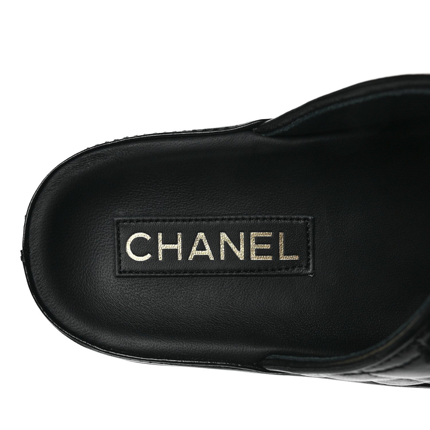 Chanel Lambskin Quilted Velcro Dad Chain CC Slide Sandals 40 Black 7 of 9